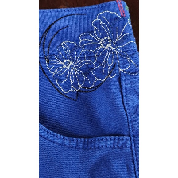 Desigual Women's Royal Blue Embroidered Denim Jeans Joggers Size 24 - Picture 7 of 10
